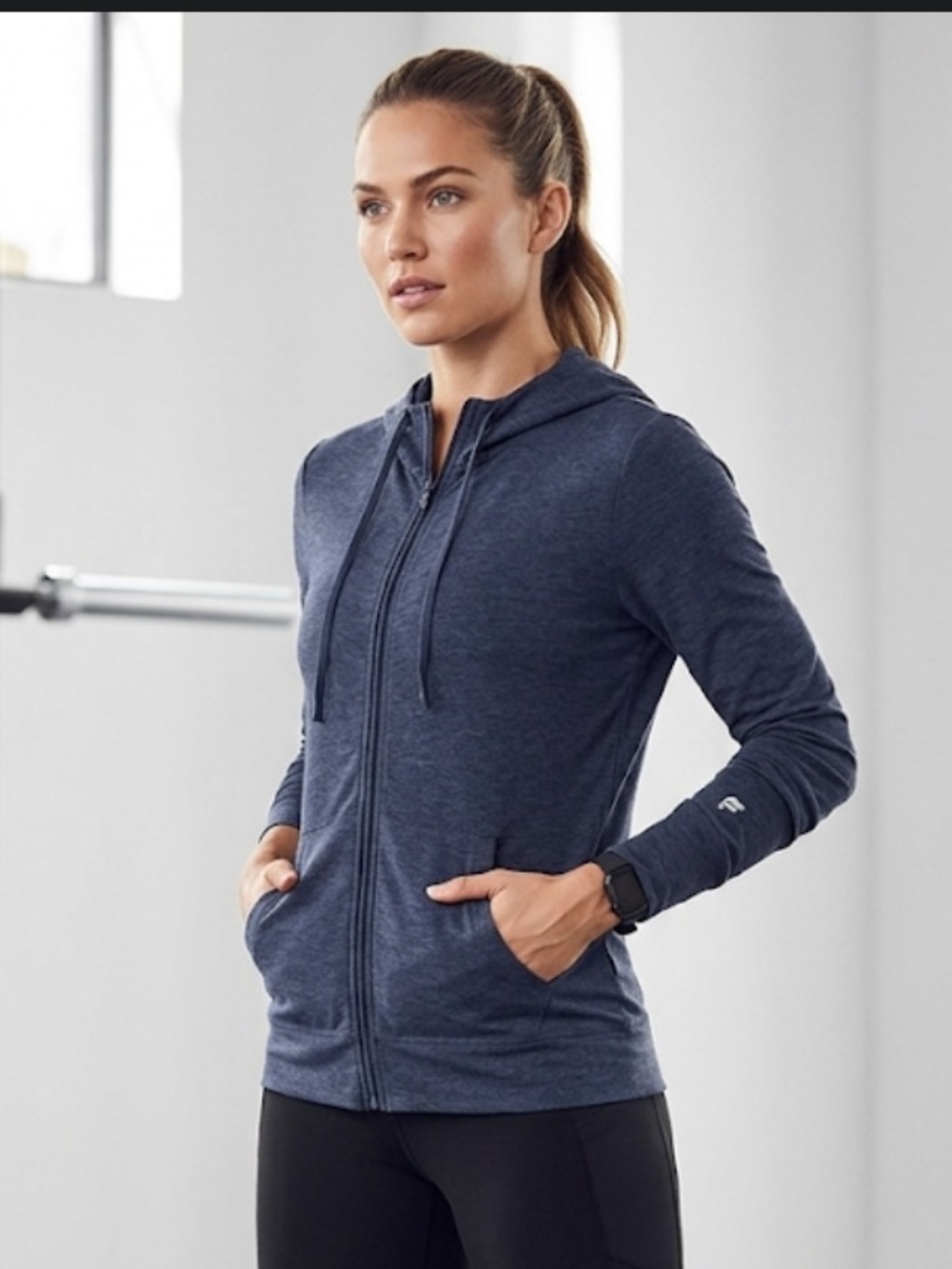 Fabletics Women's Navy Blue Zip-Up Hoodie Jacket